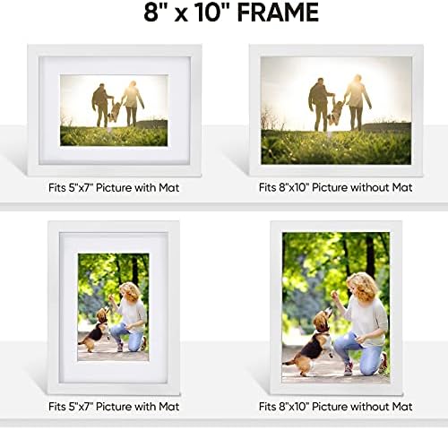 Quadros de imagem nacial 8x10 Conjunto de 4, moldura de foto branca, exibição 5x7 foto com tapete e foto 8x10 sem tape