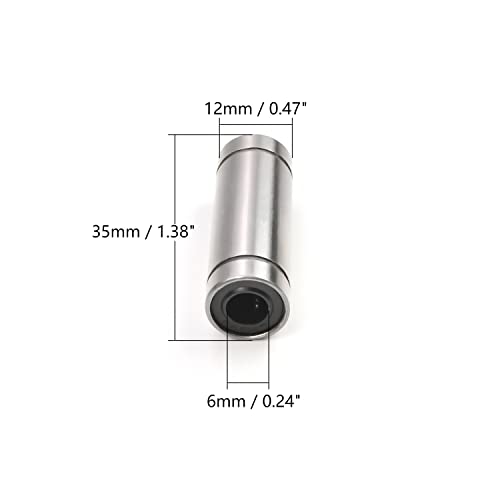 Rolamentos de esferas lineares de 6 mm LM6LUU extra longa, furo de 6 mm, 12 mm OD, 35 mm de comprimento 2pcs, Aicosineg