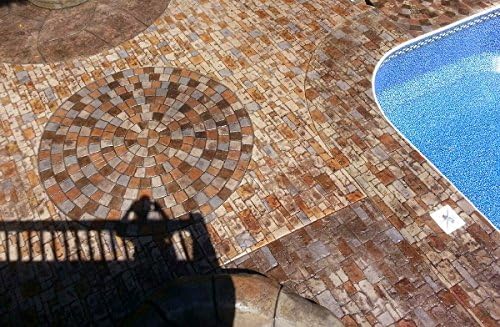Singles de selo de concreto de calçada medievil por Walttools | Padrão de paralelepíferos aleatórios decorativos, tapete de textura de poliuretano resistente, detalhe realista