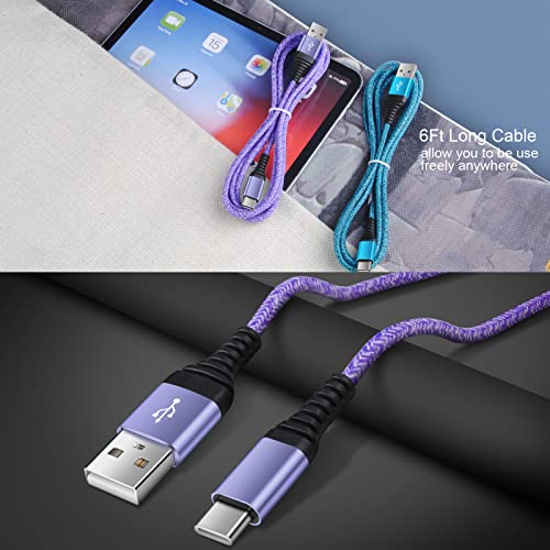 USB C CABO RÁPIDO CABELO DE SAMSUNG CARGERS para Android Type C CARREGE DE TOPO CABELO DE 6 pés para o Samsung Galaxy A14 5G/A54 5G/S23
