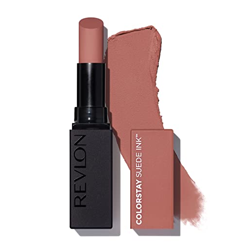 Lipstick de Revlon, tinta de camurça colorida, primer embutido, infundido com vitamina E, impermeável, à prova de