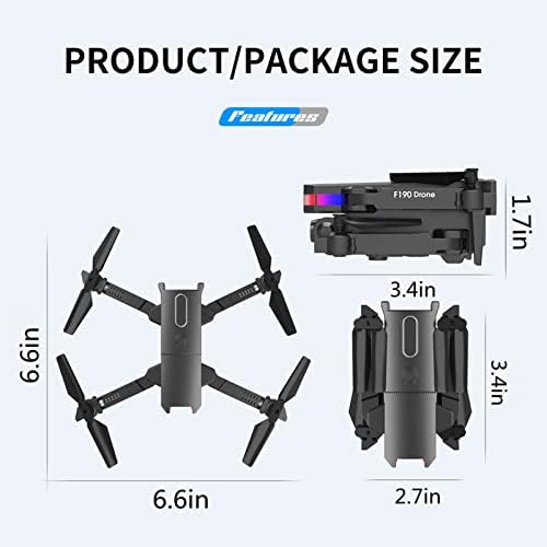 Mini drone com câmera dupla, drones com câmera para adultos, drone dobrável 4K HD FPV com estojo de transporte, uma chave de decolagem/terra,
