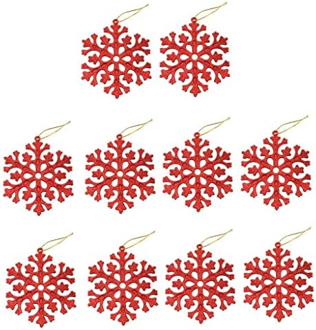 Mispro 10 Glitter Xmas Forma de árvore de Natal Decoração do cabide do ornamento de prata - vermelho, 15 cm