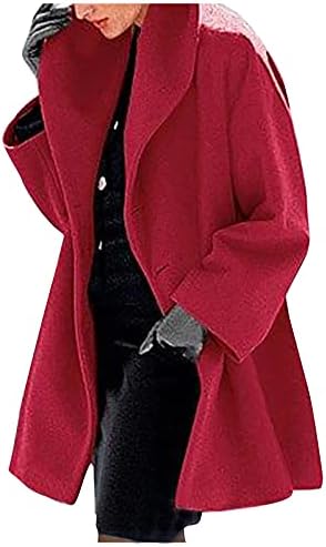 FOVIGUO Mulheres lapela de lã Parka pavacoat inverno inverno casual mid Long Slim Fit Dress Casat Button