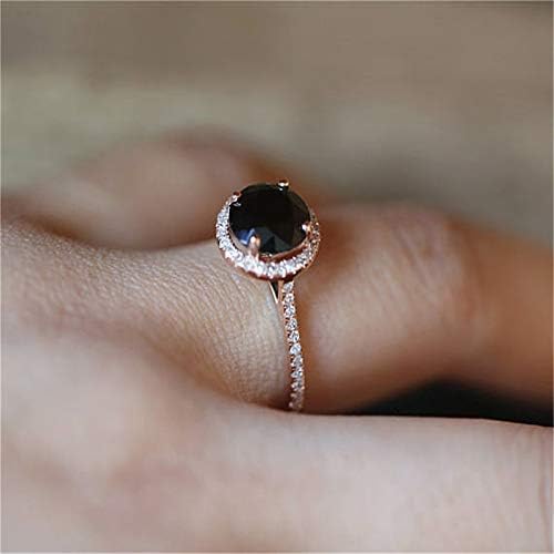 Nutchanan Classic Black Stone Rings for Women Wedding noivado anel de cristal anel de cristal de ouro rosa jóias de luxo para