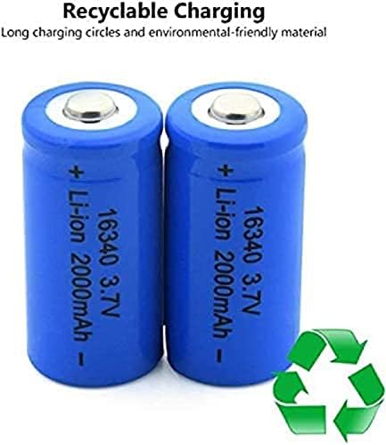 Bateria de lítio 3.7V 2000MAH 16340 Bateria de íons de lítio recarregável para CR123A CR17345 K123A VL123A DL123A 5018LC, 4 peças