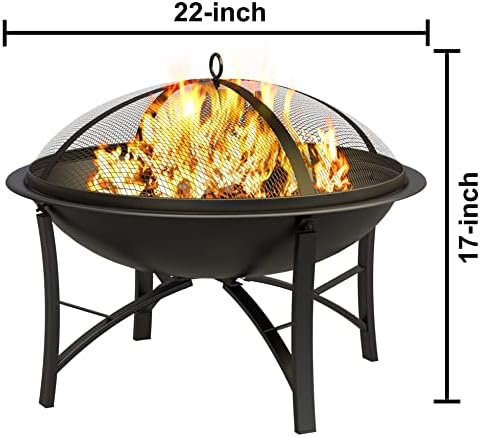 Fire Beauty Fire Pit para Wood Wood Burning Firepit BBQ Grill aço tigela de aço com capa de tela de faísca ， Camping Beach Bonfire Picnic Backyard Garden