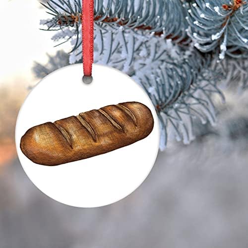 Ornamentos de natal de baguete lanche comida árvore de natal ornamentos de cerâmica redondo ornamentos de Natal personalizados