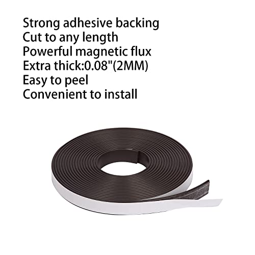 Rolo de tira magnética flexível com apoio adesivo - 0,5 polegadas x 15 pés de adesivos magnéticos tira fitas para artesanato DIY,