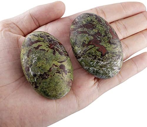 Pacote MookaitEdecor - 2 itens: Dragon Blood Jasper Crystal Egg com Stand Stand & Pocket Palm Stone Stones