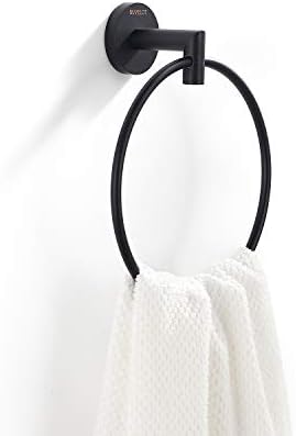 Anel de toalha de latão Buvelot para o banheiro, moderno estilo de mão do hotel, montado na parede, preto fosco, 077060 MB Leo Seires