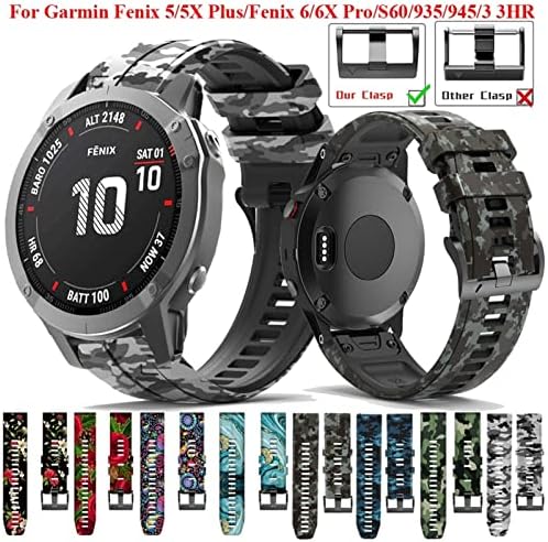Czke Sport Printing Silicone Watch Band Wels para Garmin Fenix ​​7x 7 6x 6 Pro 5x 5 Plus 3 3HR Easy Fit Redunda rápida 26 mm para pulseira de 22mm