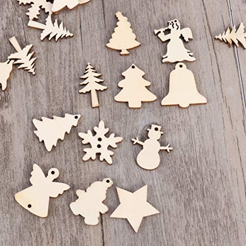 Aboofan 50pcs de Natal etiquetas de madeira ornamentos Diy Wood Cray