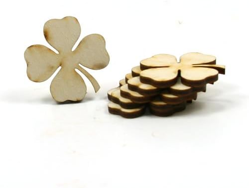 MyLittlewoodshop - PKG de 12 - Shamrock - 1-1/2 polegadas por 1-1/2 polegadas com 4 folhas e 1/8 polegada de madeira