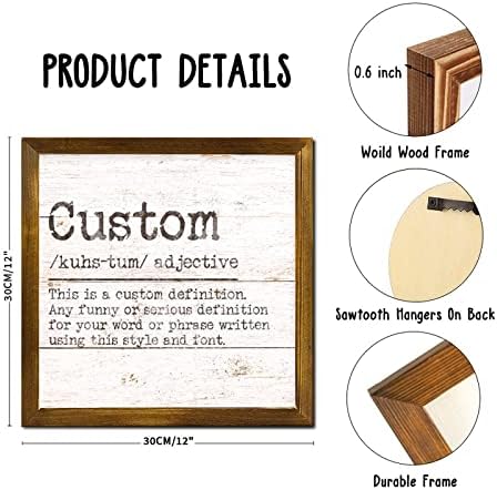 Definição personalizada Sinais emoldurados de madeira Definição personalizada Tipografia motivacional dizendo placa de madeira