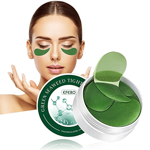 Paddas de máscara de olho em gel com colágeno para mulher homem dormindo, máscara de olho dourado círculo de algas verdes de