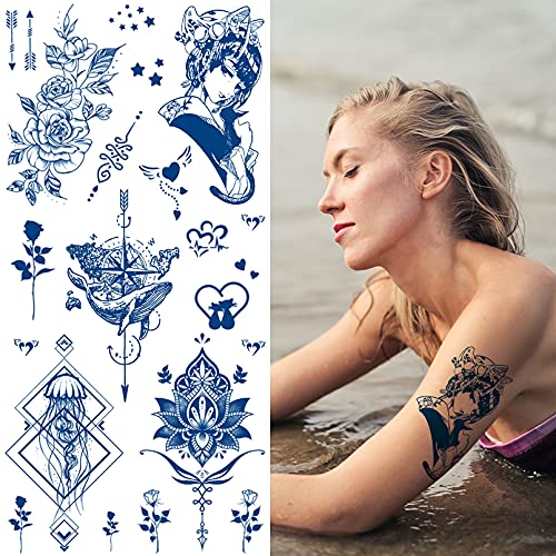 Tatuagens semi-permanentes de Aresvns para mulheres e meninas, tatuagem realista de tatuagem à prova d'água e duradoura, 2-3 semanas
