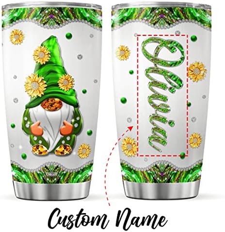 Cubicer personalizado cofler gnome gnome personalizado xícara de chá com tampa de Natal canecas isoladas de aço inoxidável com paredes duplas para homens meninas garotas bebidas de férias