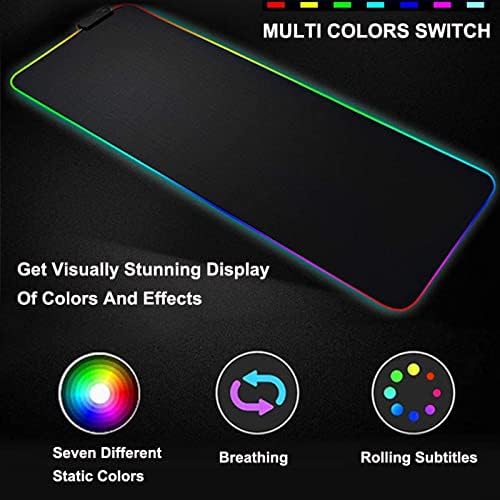 Gaming Mouse Pads Gaming Gaming estendido RGB Anime Personagem Man Denji Mouse Pad xxl 14 Modos de luz LED Mousepad com bordas