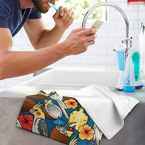Toalhas de mão de cockatoo e coquetel tropical Face e pano de lavagem corporal pano macio com fofos impressos para o banheiro Hotel de cozinha