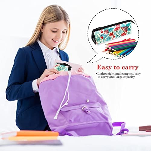 Laiyuhua portátil elegante lápis bolsa de couro pu de caneta compacta zíper bolsa bolsa bolsa cosmética Organizador da bolsa de bolsa de moeda de bolsa de moeda usando chapéu de natal