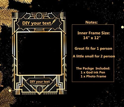 Jevenis Luxury Art Deco Party Photo Booth Prop Frame 1920s Great Gatsby Photo Frame Roaring 20 Selfie Frame para Great Gatsby