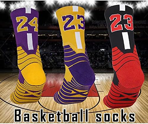BingFone 3 pares de meias de basquete, meias de compressão, meias atléticas, meias esportivas para homens e mulheres, corrida,