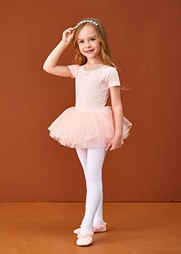 Mdnmd voar com manga curta Lace Dance Ballet Tutu Leotard Ballerina Roupet para meninas para crianças pequenas