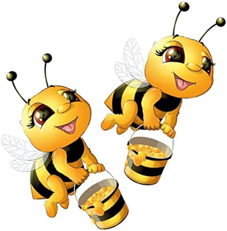 Decalques de parede de abelha 2pcs gadpiparty, adesivos de abelhas 3D do desenho animado, adesivos de parede de abelha