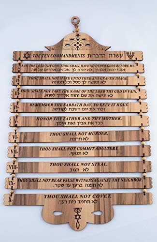 OLIVE Wood Gifts Shop Shop Handcraft 'The Ten Mandoms' Plate ,, KJV Wall Holding Art Decor com gravura a laser em quarteirões de madeira da Terra Santa, grãos
