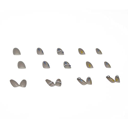 24pcs Pressione as unhas de comprimento médio requintado unhas falsas cobertura completa shinestones cinza design de