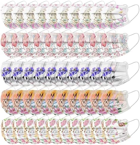 JMETRIE 50pc Máscara facial descartável da Páscoa para crianças, copa de coelho de copa Proteção ao ar livre Máscara respirável para meninos meninas