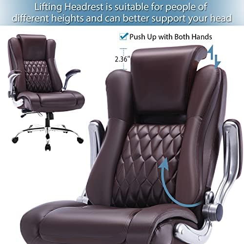 Cadeira de back office alta com apoio de cabeça de elevação - Flip Arms Support Ajustável Lombar, Cadeira de Trabalho