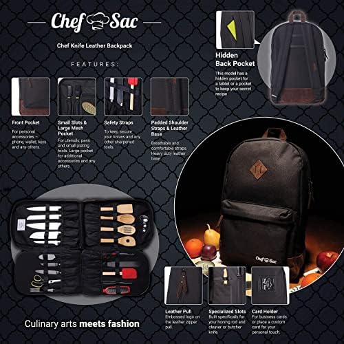 Chef Sac Chef Knife Leather Backping com guardas de faca de 4 pacotes incluídos