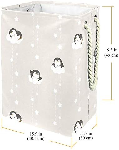 Indicultor fofo de desenho animado nuvem de pinguim e design de estrelas 300d Oxford PVC Roupas à prova d'água cesto