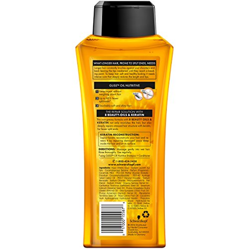 Schwarzkopf Gliss Cabelo Reparo Óleo Shampoo e condicionador nutritivo, 13,6 fl. Oz. cada