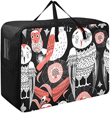 Saco de armazenamento de roupas N/ A Underbed for Quilt - Bolsa de Owl de coruja gráfica de grande capacidade com zíperes