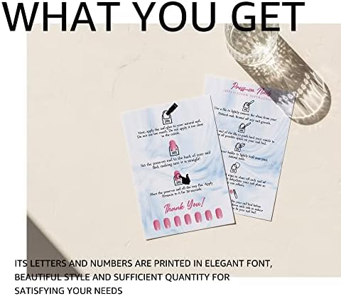 Shiel-até 50 cartões de instruções de aplicação de unhas de prensa, 2 x3.5, tamanho do cartão de visita, kit de unhas