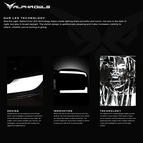 Alpha Owls 8711729 Fersos de cristal com barra de luz LED branca - Black Amber Fits 2009-2014 modelos de halogênio Ford F150
