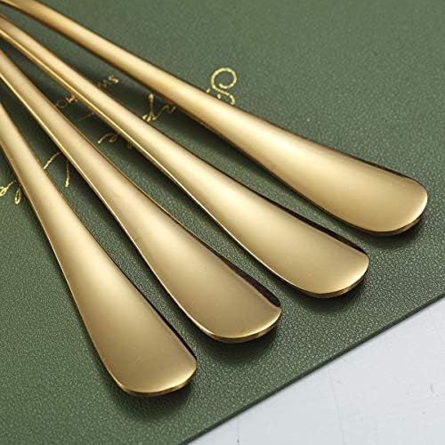 Solas de porção de ouro 4 peças, Kyraton Titanium Plating Serving Spoon, Inclua 2 colher de servir e 2 colheres com fenda, utensílios de aço inoxidável