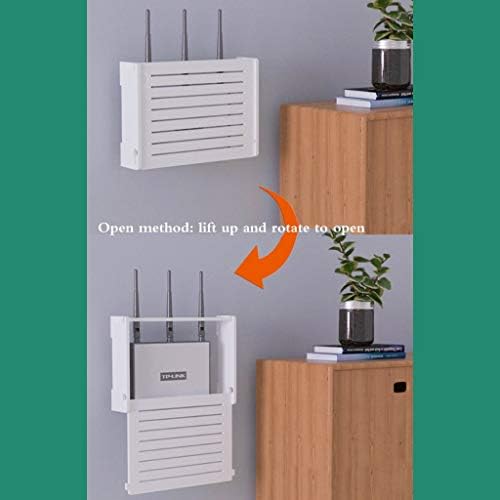 Caixa de armazenamento do roteador Bienka, caixa de armazenamento do roteador, suporte da prateleira de parede flutuante da caixa de roteador Wi-Fi para acessórios de TV WiFi Router TV Box Set Top Box (cor: Branco, tamanho: 42 * 7.5