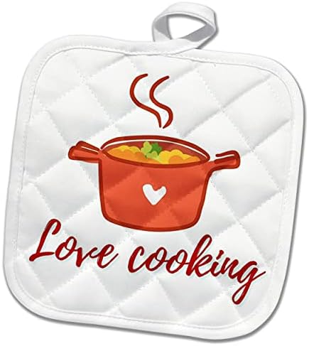 Design simples 3drose sobre comida e texto do amor cozinhando - Potholders