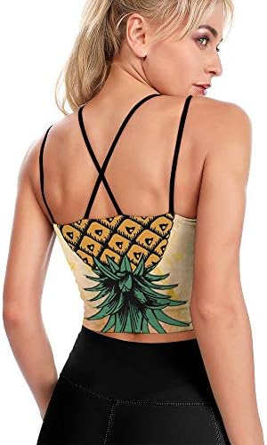 Tanque esportivo feminino Top Aruba Fitness Fitness Crop Crop Top Longline Bra acolchoado -