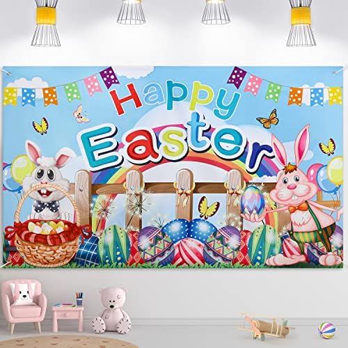 Decorações de Páscoa Cenário de Páscoa, cenários de Páscoa de 71x43 polegadas para fotografia Banner de Páscoa de Páscoa feliz para