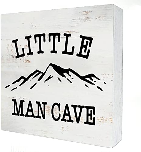 Little Man Cave Caixa de madeira SIGN Decoração de casa Citação de berçário rústico Placa de placa de placas de