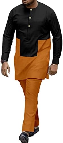 Atualmente, homens de roupas africanas conjuntos de roupas dashiki e calças de ankara de tamanho grande conjunto de blusas de manga longa de manga longa
