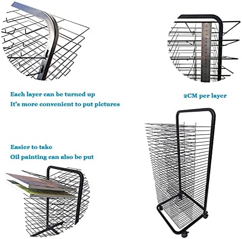 Neochy Secying Racks, Rack de secagem de arte, Rack de armazenamento de revista de placa de lubrificação dobrável de cavidade de piso, adequado para escolas de arte e estúdios de arte/35 andares