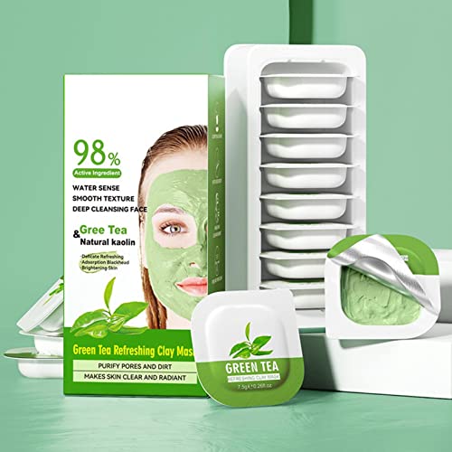Máscara de lama refrescante de chá verde, máscara de argila de vitamina C açafrão - limpeza e refrescante de poros de