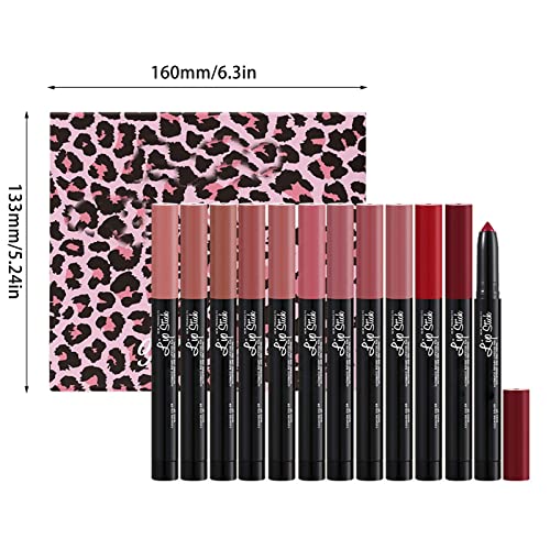 Lipstick Wine 12 color Box Batom Pen Veludo Lipstick Pen com Lápis Sharpador Automático Liner Lip Lipstick Lipstick