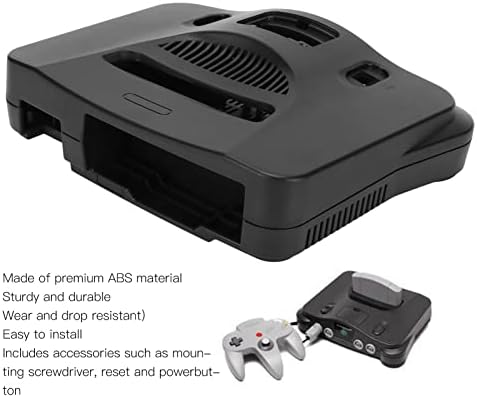 Caso do console de videogame retrô para N64, Substituição Universal Game Console Protective Shell para N64 Retro Video Game Console em todas as regiões, preto